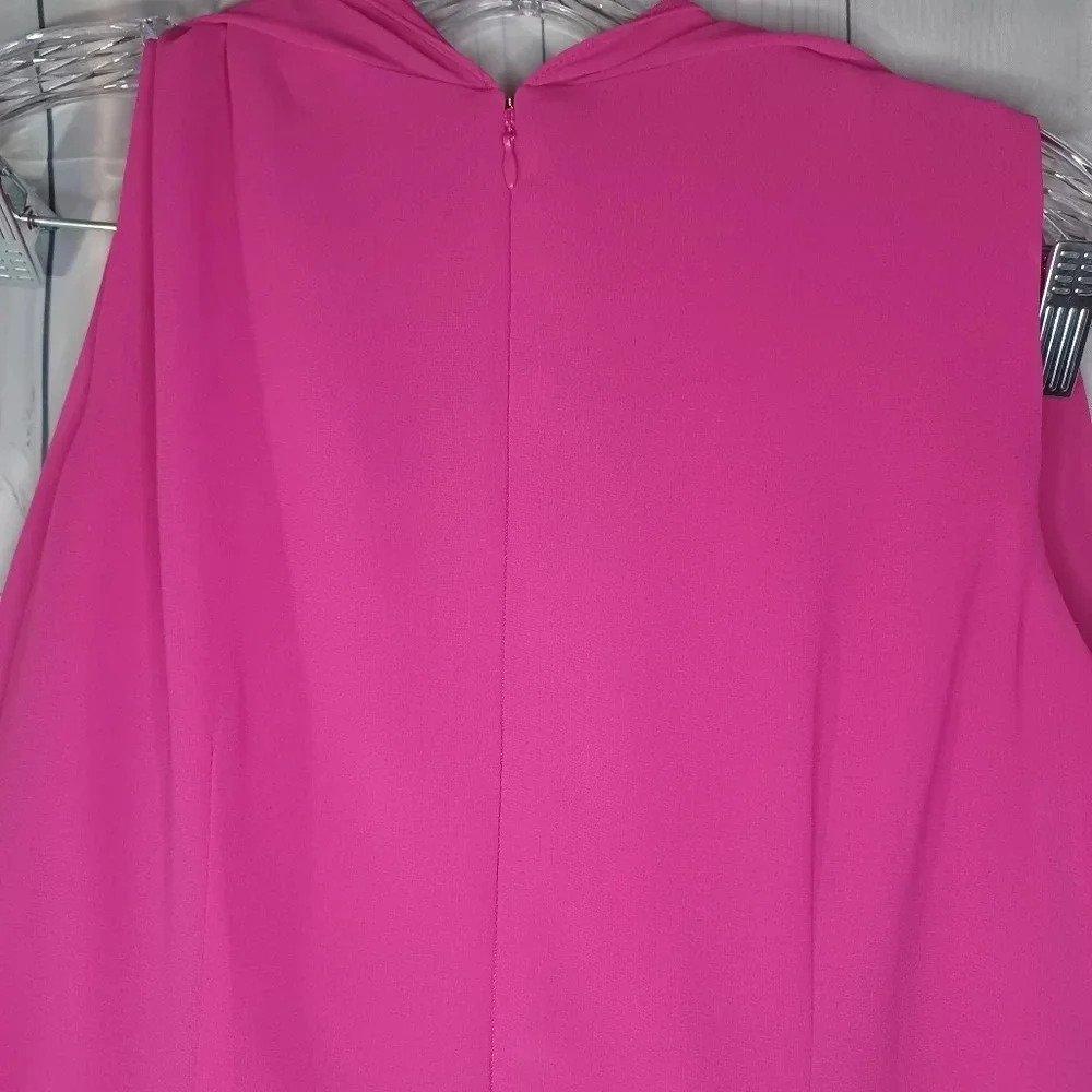 Vince Camuto Hot Pink layered drape chiffon boho flowy Flounce dress size 8 - Picture 15 of 15